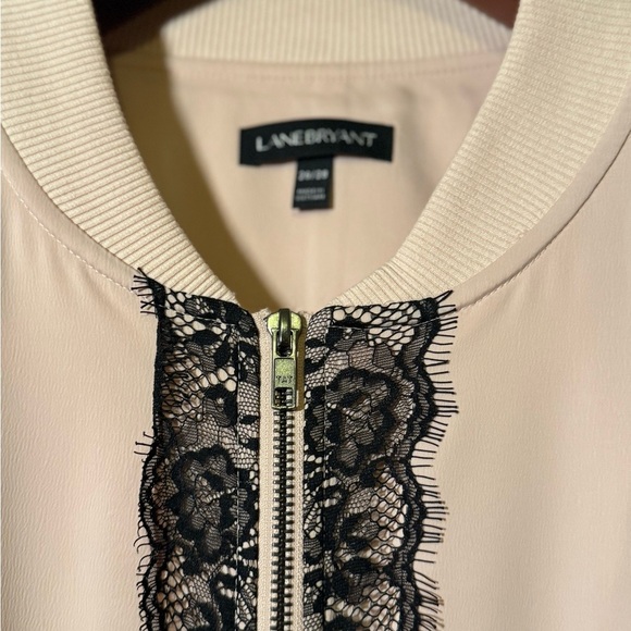 Lane Bryant Pink Bomber Jacket with Lace Trim - Picture 6 of 7